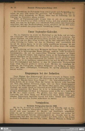 Eingegangen bei der Redaction