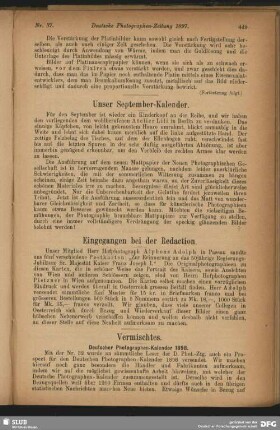 Eingegangen bei der Redaction