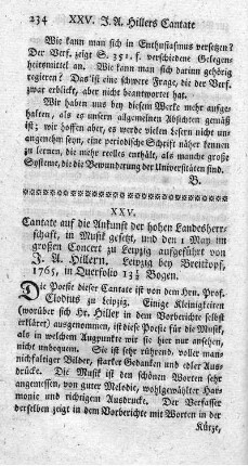 XXV. Cantate auf die Ankunft der hohen Landesherrschaft.