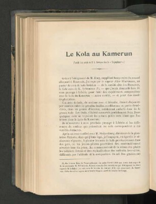 Le Kola au Kamerun.