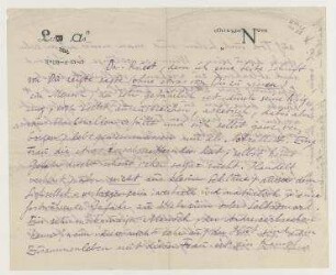 Brief von Raoul Hausmann an Hannah Höch. Berlin. Briefkopf: Club Dada Steglitz