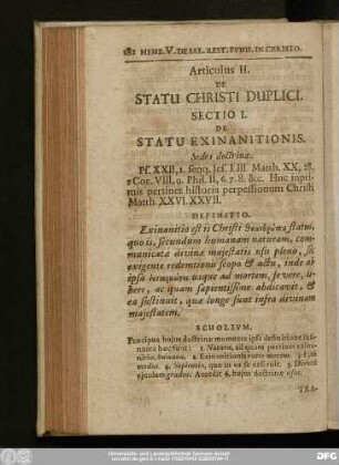 Sectio I. De Statu Exinanitionis.