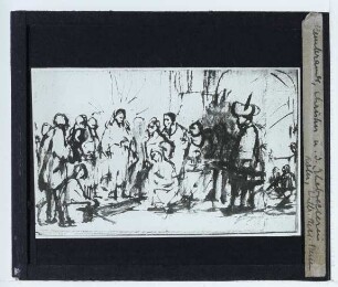 Rembrandt, Christus und die Ehebrecherin (Zeichnung, unidentifiziert) (Köln WRM)