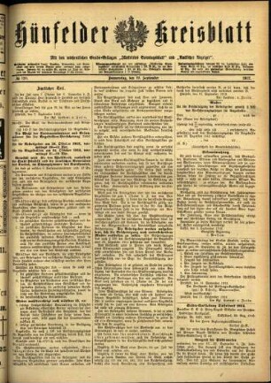 Ausgabe vom Donnerstag, den 19. September 1912.