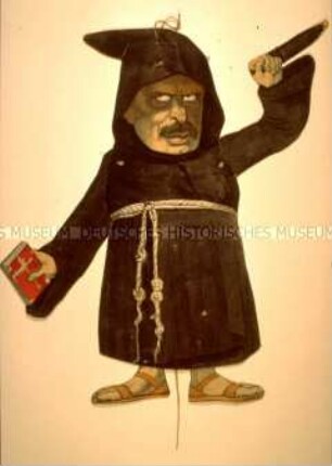 Der Abgeordnete der Frankfurter Nationalversammlung Joseph Maria von Radowitz als Hampelmann - Karikatur aus der Mappe "Michels Märzerrungenschaften"