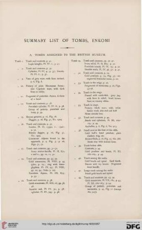 Summary List of Tombs, Enkomi