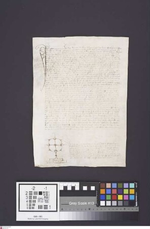 Bensheimer Hof: Notariatsinstrument über die zwischen Hen Korn von Dornheim und dem Kloster Eberbach geschehener Übereinkunft wegen eynes Lantsche...