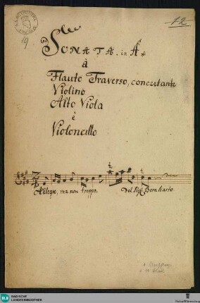 Sonatas - Mus. Hs. 19 : fl, vl, a-vla, bc; A
