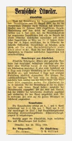 Berufsschule Ottweiler. Schulpflicht.