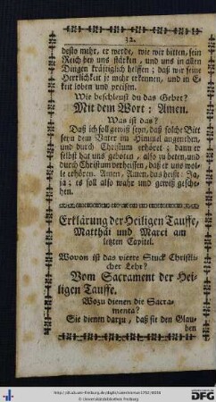 Erklärung der Heiligen Tauffe, Matthäi und Marci am letzten Capitel.