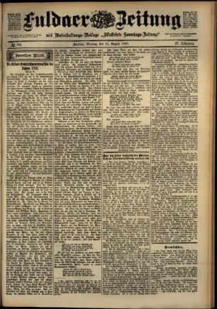 Zweite Ausgabe vom Montag, den 13. August 1900.