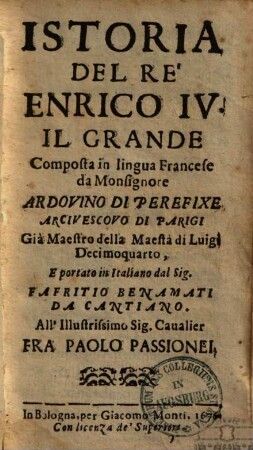 Istoria del ré Enrico IV. il grande ...