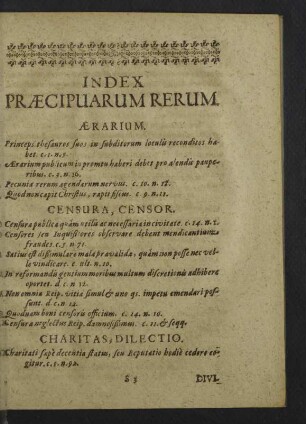Index praecipuarum rerum.