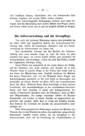 Die Selbstverwaltung und die Irrenpflege.