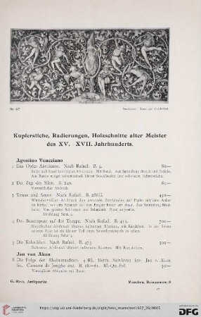 Kupferstiche, Radierungen, Holzschnitte alter Meister des XV.-XVII. Jahrhunderts (Nr.1-705)