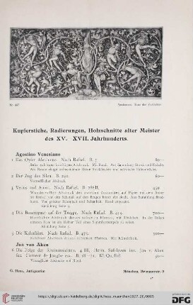 Kupferstiche, Radierungen, Holzschnitte alter Meister des XV.-XVII. Jahrhunderts (Nr.1-705)