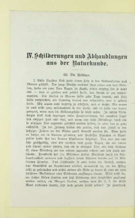 IV. Schilderungen und Abhandlungen aus der Naturkunde
