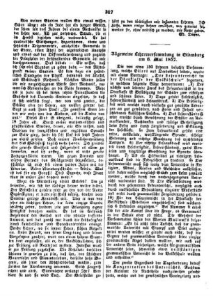 Allgemeine Lehrerversammlung in Oldenburg am 6. Mai 1857