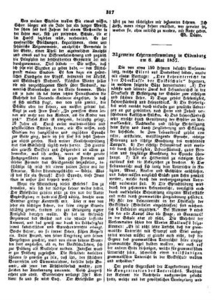 Allgemeine Lehrerversammlung in Oldenburg am 6. Mai 1857
