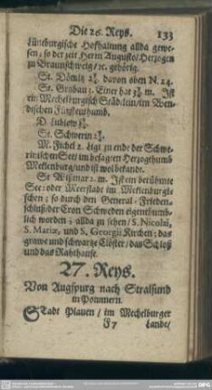 27. Reys. Von Augspurg nach Stralsund in Pommern