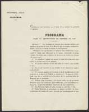 Programa para la adjudicacion de premios en 1851 [Preisfrage]