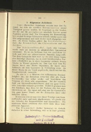 2. Allgemeine Anästhesie.