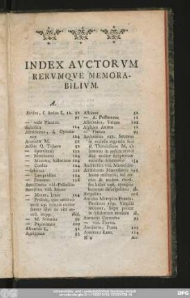 Index Auctorum Rerumque Memorabiblium.