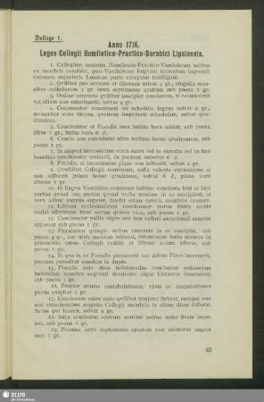 Beilage 1. Anno 1716. Leges Collegii Homiletico-Practico-Sorabici Lipsiensis