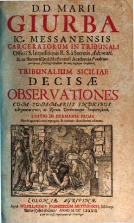 Tribunalium Siciliae decisae observationes