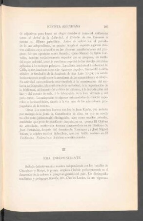 III - Era independiente
