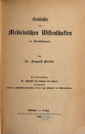 Geschichte der medicinischen Wissenschaften in Deutschland