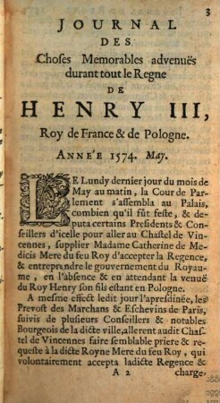 Recueil des diverses pièces servant à l'histoire de Henry III.