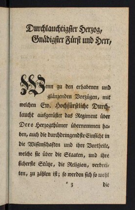 3r-, Durchlauchtigster Herzog, Gnädigster Fürst und Herr,...