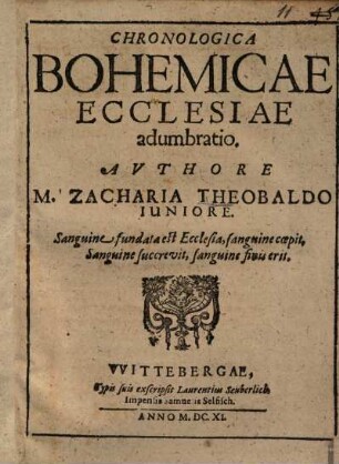 Chronologica Bohemicae ecolesiae adumbratio