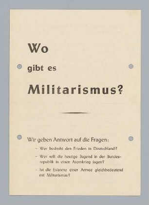 "Wo gibt es Militarismus?"