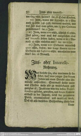 Zins- oder Interesse-Rechnung