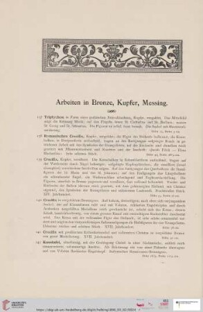 Arbeiten in Bronze, Kupfer, Messing (Nr. 137 - 261)