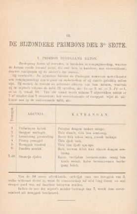 III. De bijzondere primbons der 3de secte