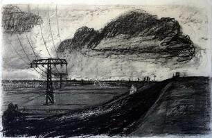 Landschaft mit dunkler Wolke