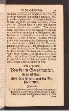 Das 4. Capitel. Von denen Sacramenten.