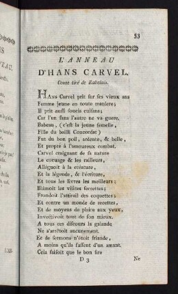 53-80, L'Anneau d'Hans Carvel - La Mandragore