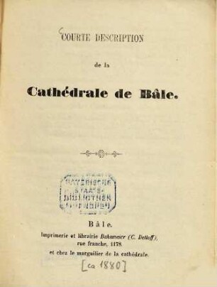 Courte description de la Cathédrale de Bâle