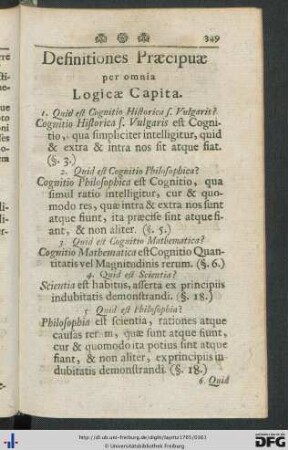 Definitiones Praecipuae per omnia Logicae Capita.