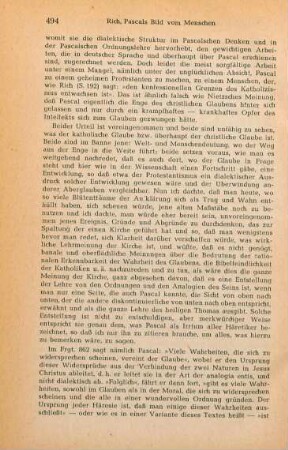 493-497 [Rezension] Rich, Arthur, Pascals Bild vom Menschen