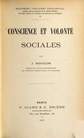 Conscience et volonté sociales