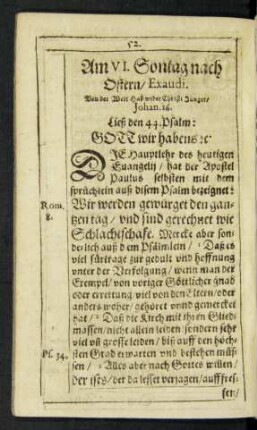 Am VI. Sontag nach Ostern/ Exaudi.