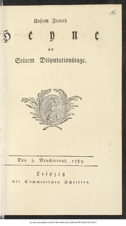 Unserm Freund Heyne an Seinem Disputationstage