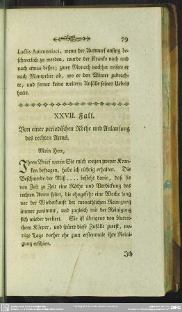 XXVII. Fall. Von einer periodischen Röthe und Anlaufung des rechten Arms