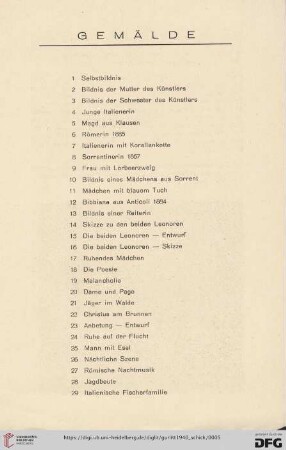 Gemälde (Nr. 1-40)