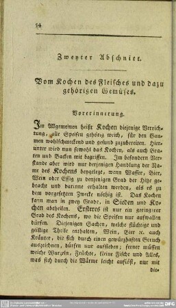 Zweyter Abschnitt. Vom Kochen des Fleisches und dazu gehörigen Gemüses